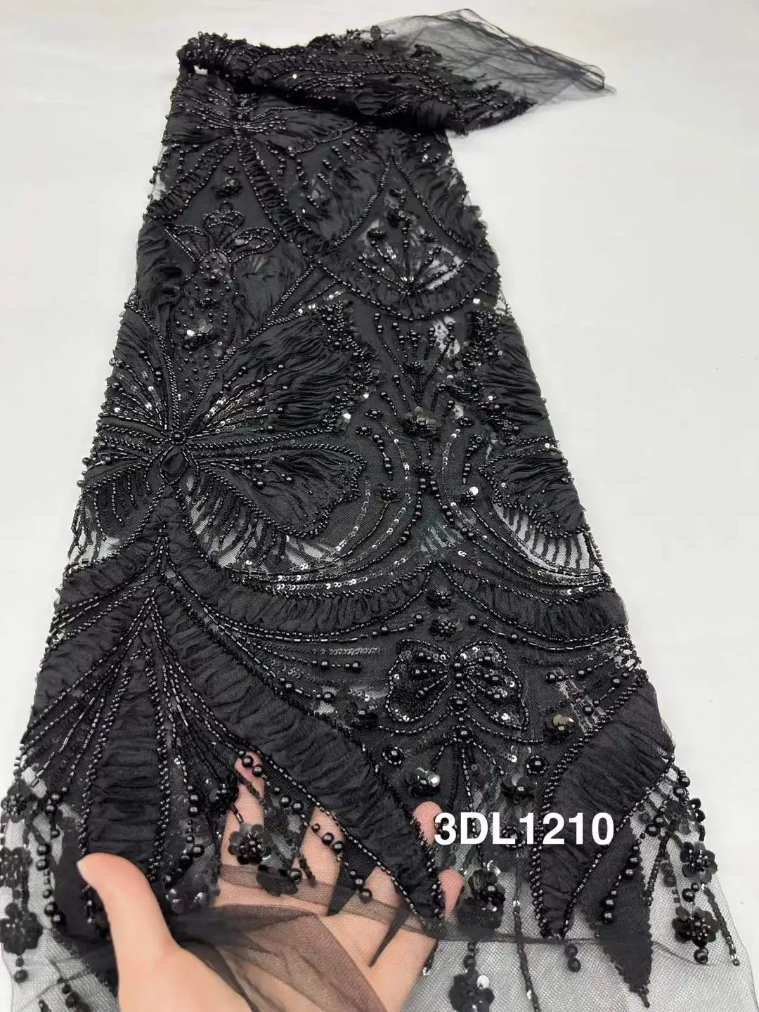 2025 الأفريقي الفرنسي النيجيري الراقية تول أقمشة الدانتيل مع الخرز الترتر شبكة للتطريز حفل زفاف العروس الخياطة فستان