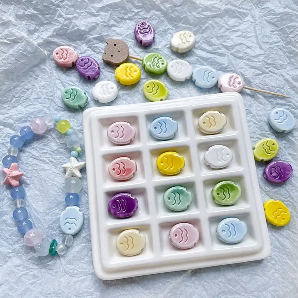 10 Stück Fischform Taiyaki Keramikperlen Handarbeit Keramik Spacer Lose Perlen Halskette Ohrringe Cartoon Design