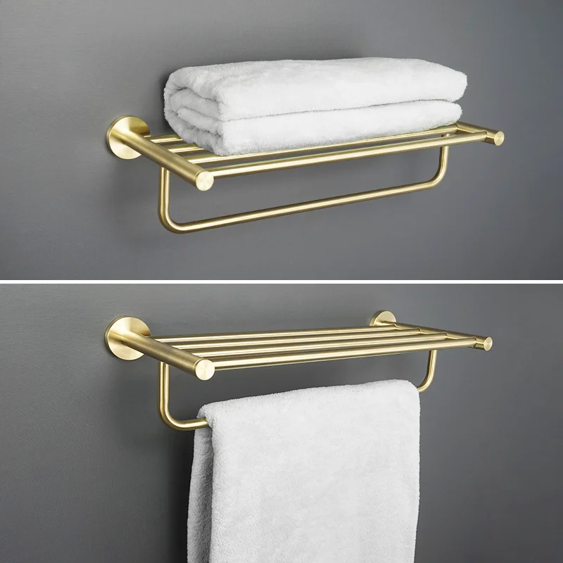 Rose Gold Stainless Steel Bathroom Hardware Accessories Brushed Gold Black Towel Rail Rack White Towel Bar Shelf Towel Holder