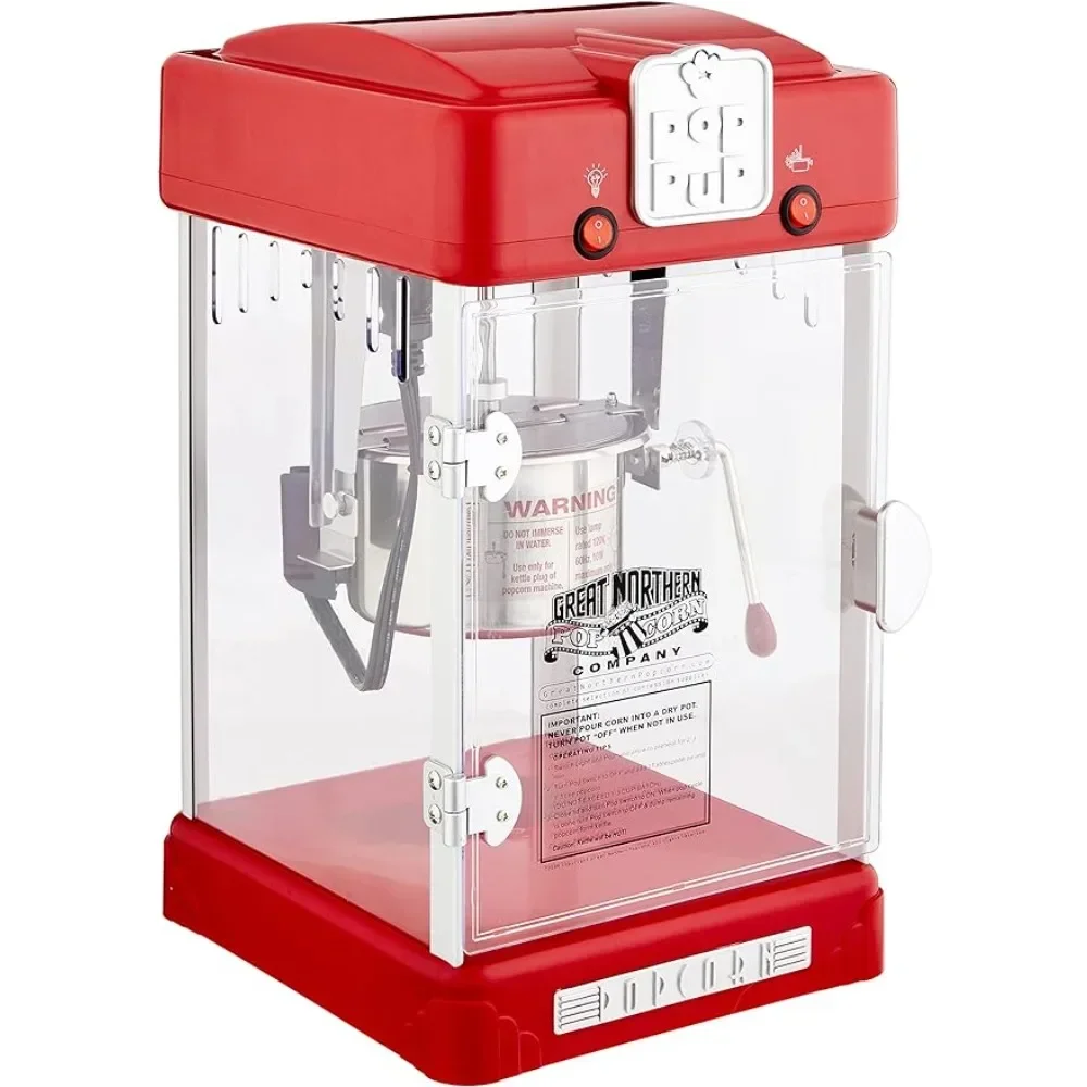 

Desktop Popcorn Machine -2.5 ounces, easy to use - with tray heating light and spoon, detachable popcorn tray, red