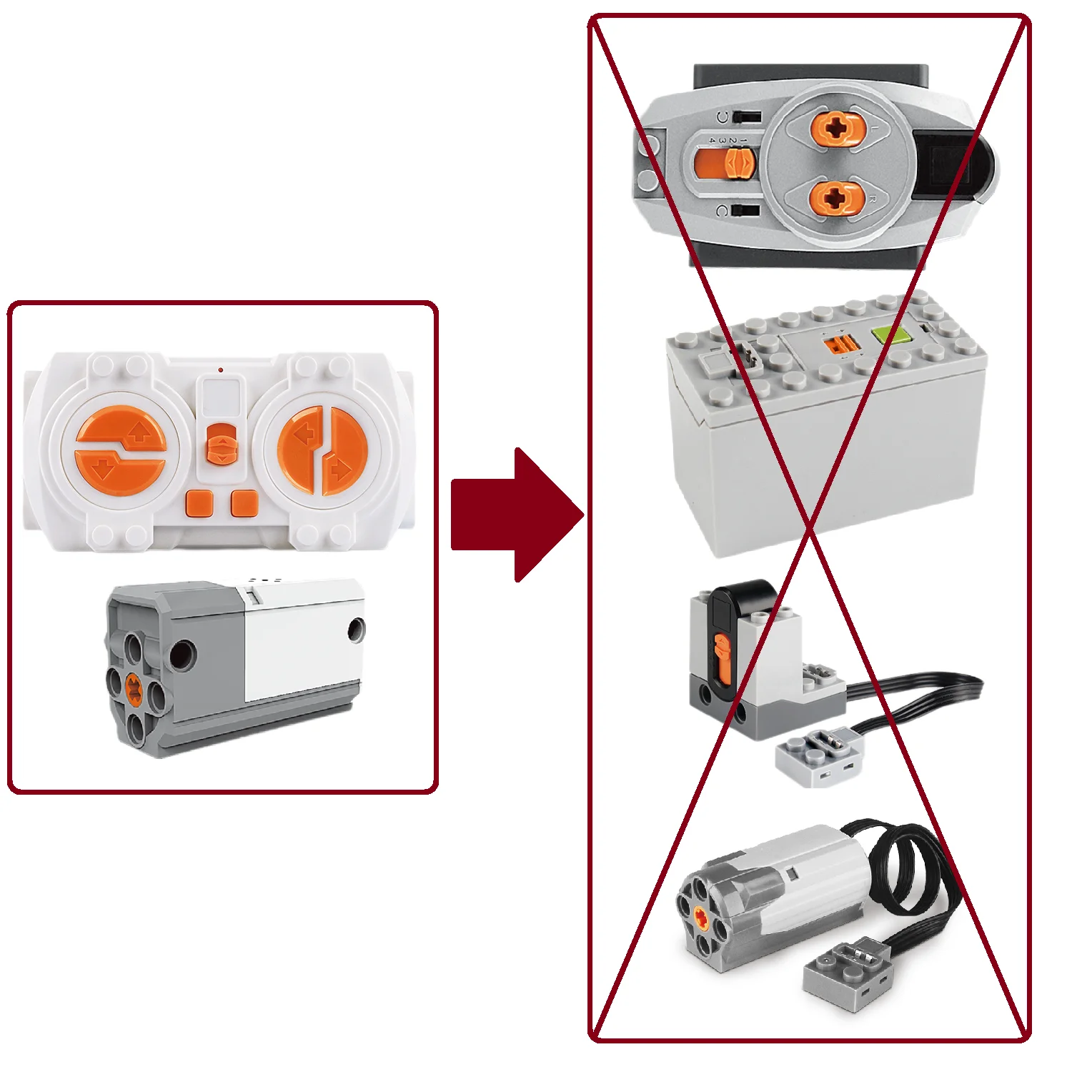 Technical Building Block MOC Power Function Parts Rechargeable Powered Module Built-in Battery RC Motor Adjustable Speed