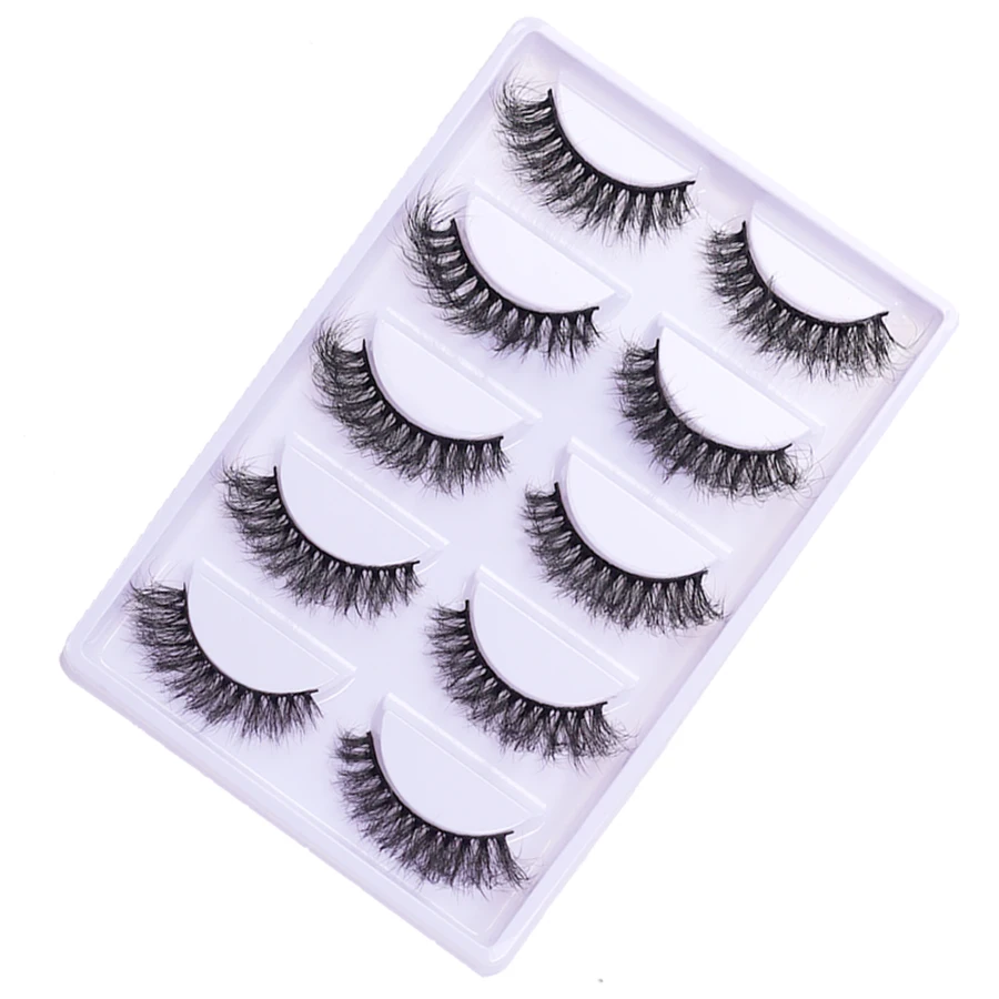 5組のフルまつげ、太くてカールした、ふわふわで細いつけまつげ、デイリーウェア、ふっくらと伸びたマンゴーアイスタイル