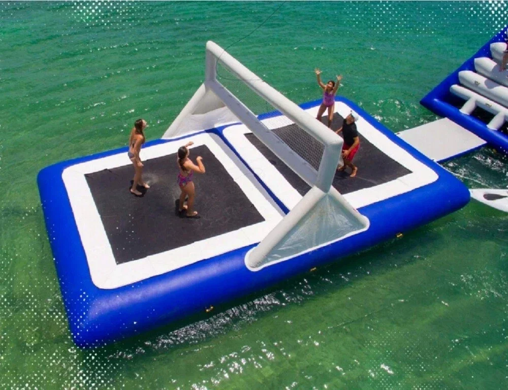 //Custom Commercial Inflatable Floating Volleyball Court Water Trampoline Water Sport Game For Yacht Boat