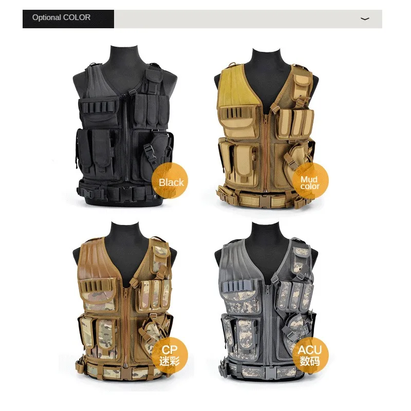 Upgraded Tactical Vest Multifunctional Stab Resistant Clothing Mesh Breathable CS Fans Outdoor Safety Bulletproof Training Vest