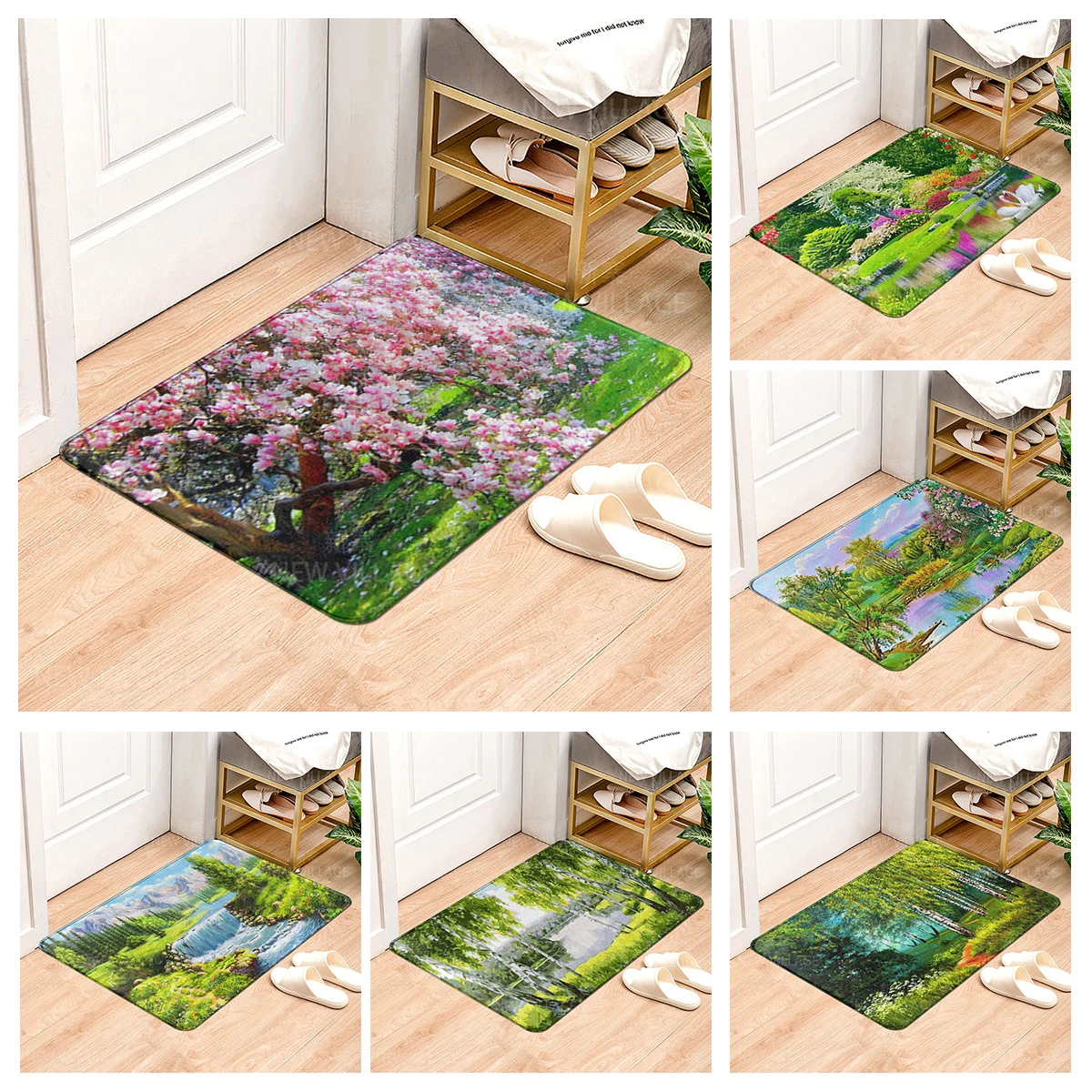 House entrance carpet Home doormat Animal oil painting style Room Foot mat bathroom non-slip mat Kitchen water absorption mat