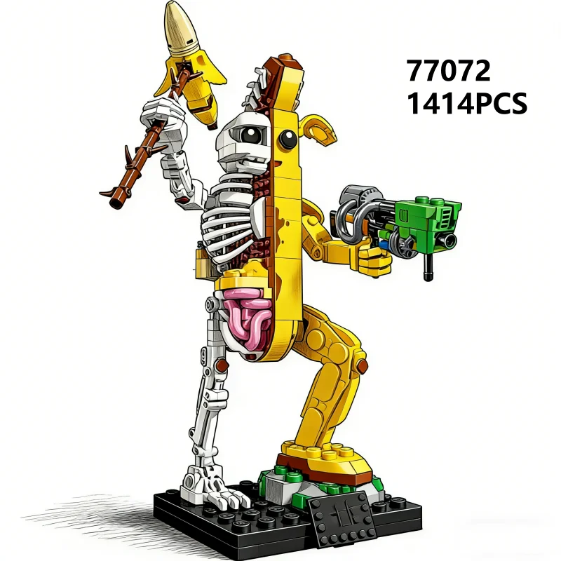 77072 Cute Skeleton Banana Banana Man Assemble Building Block Model Gift 1414Pcs Brick Children Educational Toys