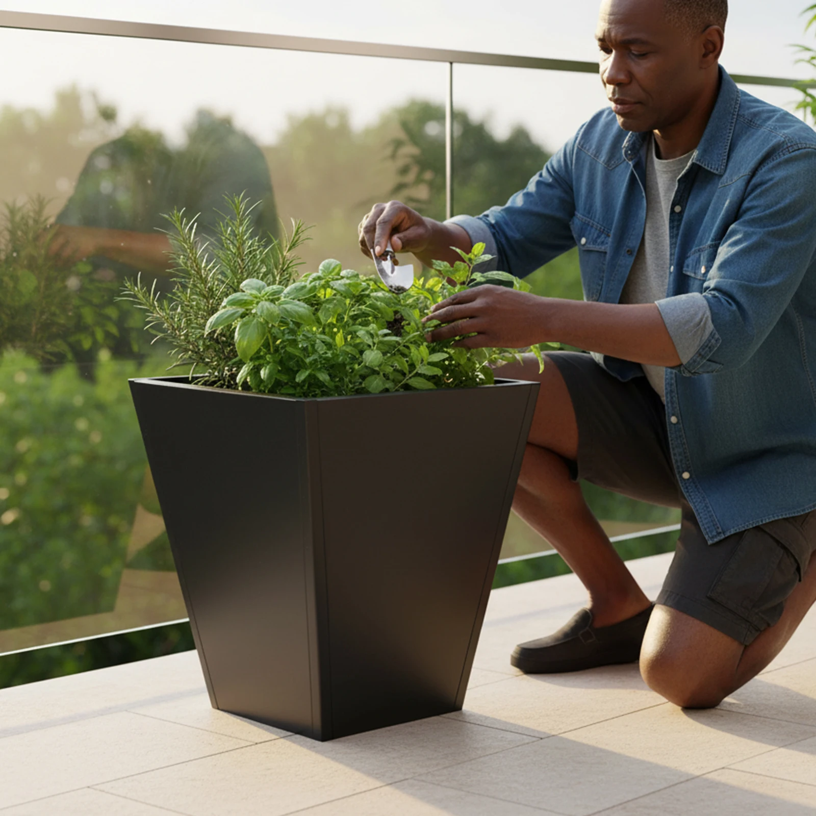 

20x20x22 дюйма конусообразный металлический цветочный горшок большой емкости для домашней гостиной, посадки деревьев и зеленью