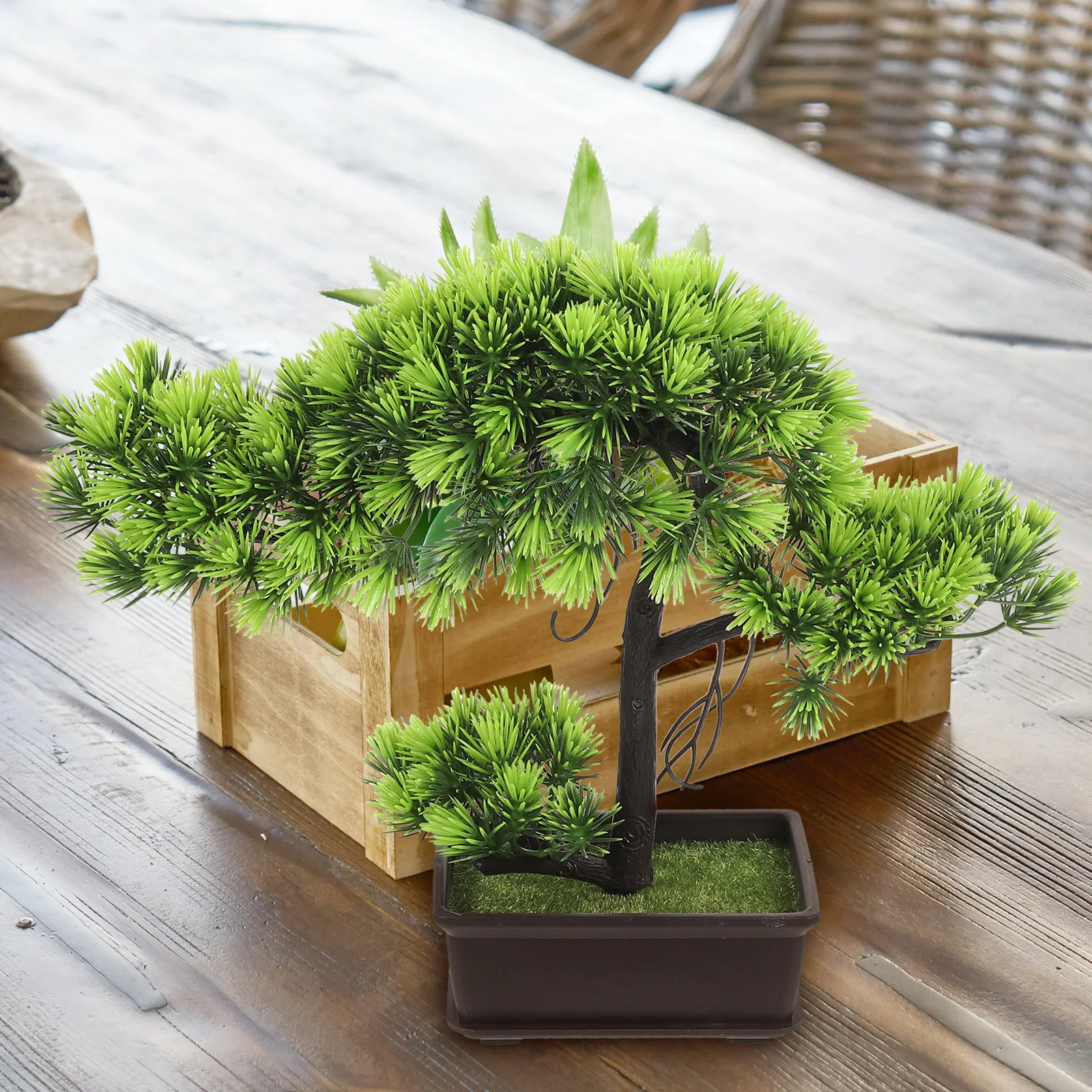 

Artificial Pine Tree Fake Bonsai Plant Simulation Greenery Home Desk Decor Office Indoor Plastic Potted Pine Ornament