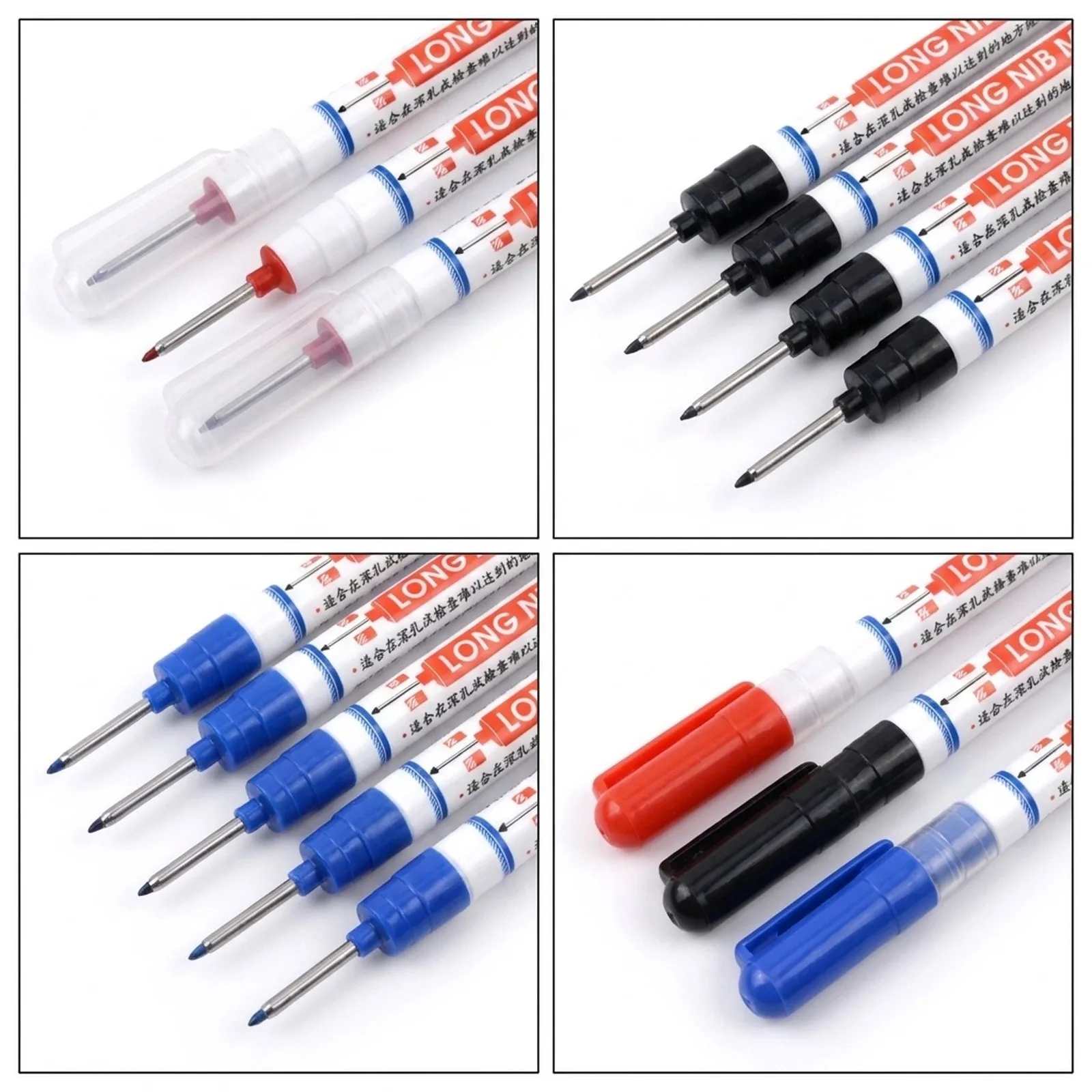 Waterproof Quick Dry Long Tip Markers for Deep Hole Marking Perfect for Woodworking Furniture Decoration 12 PCs