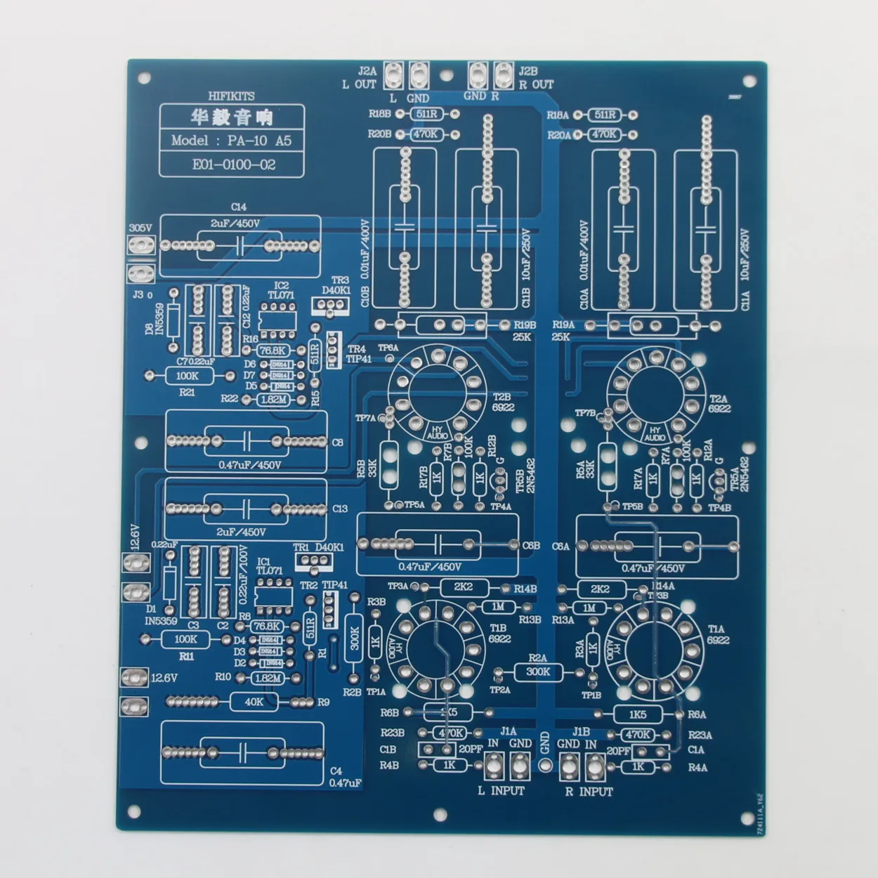 PA-10 HiFi Stereo 6922/E88CC Vacuum Tube Preamplifier Board PCB Reference ARC SP-10 PreAmp Circuit