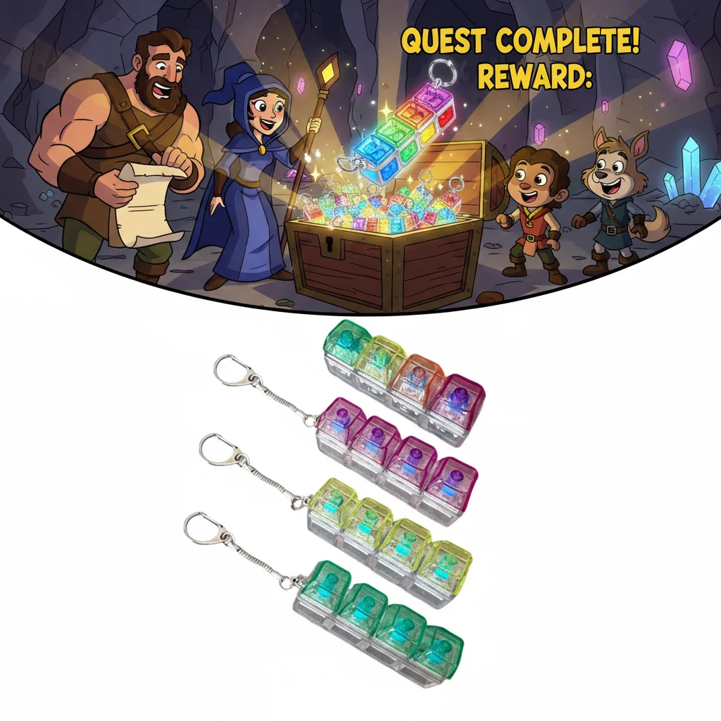 4-Key Tetris Mechanical Switch Tester Keychain Fidget Toy fo