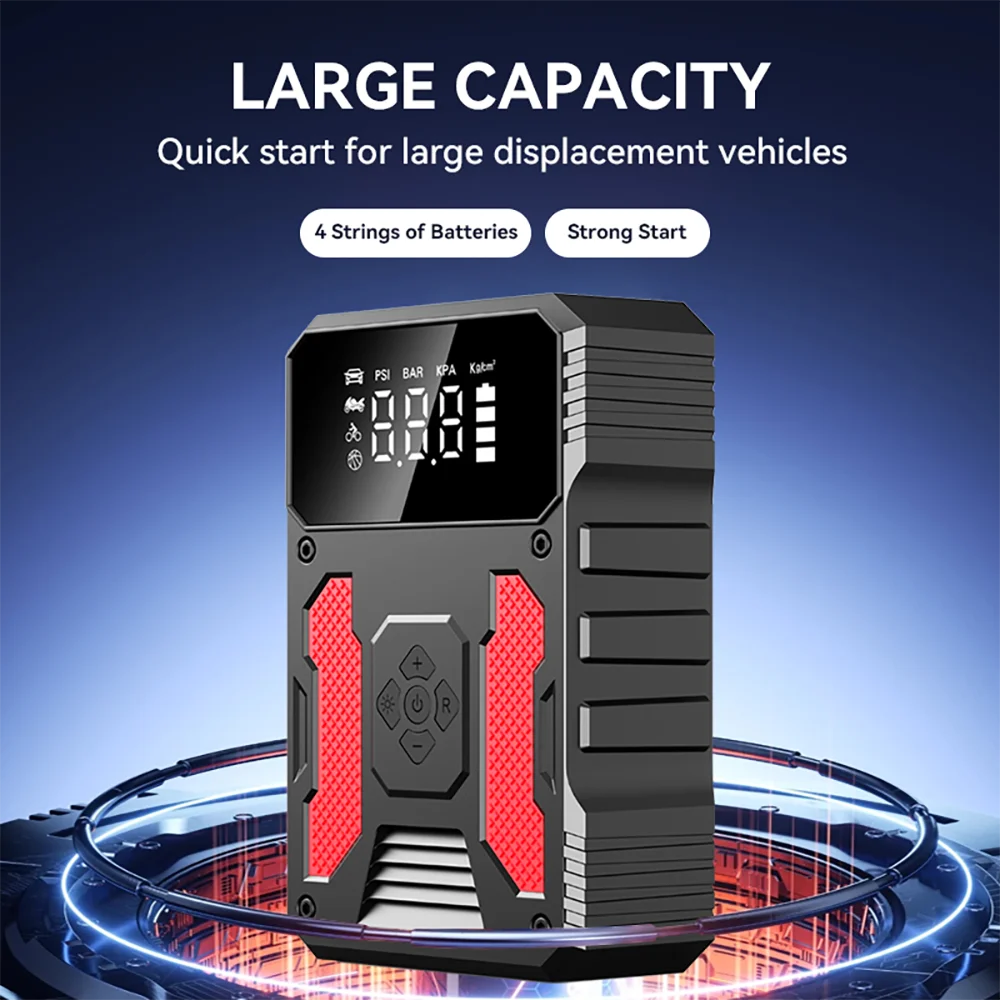 12V Portable Car Jump Starter Air Pump Auto Battery Booster Charger Car Emergency Booster Power Bank Starting Device