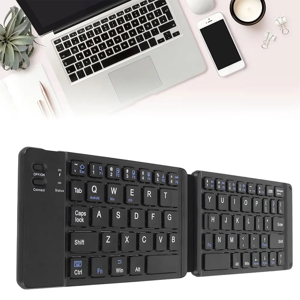 STONEGO Foldable Keyboard, Stable Connection Slim Folding Keyboard Luxurious Double Folding for Windows XP for Mobile Phone