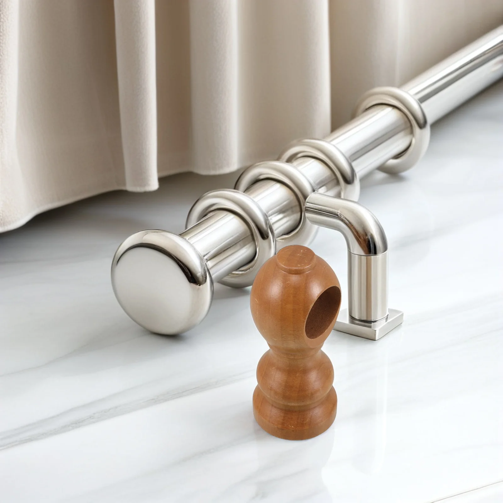 

1 Set Wooden Curtain Rod Brackets Beige Natural Wood Holders For Roman Blinds Drapery Pole Support Wall Mounted Retainer Window