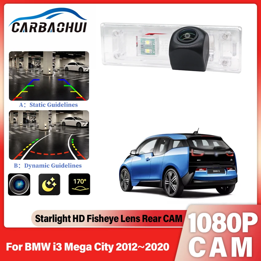 HD Fisheye Rear Camera For BMW I3 Mega City 2012~2015 2016 2017 2018 2019 2020 License Plate Camera Backup Reversing Camera