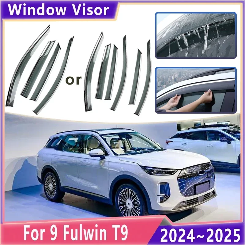 

Car Side Window Visor For Chery Tiggo 9 8 L 2024~2025 Fulwin T9 Windshield Awnings Rain Eyebrow Guards Cover Sticker Acessories