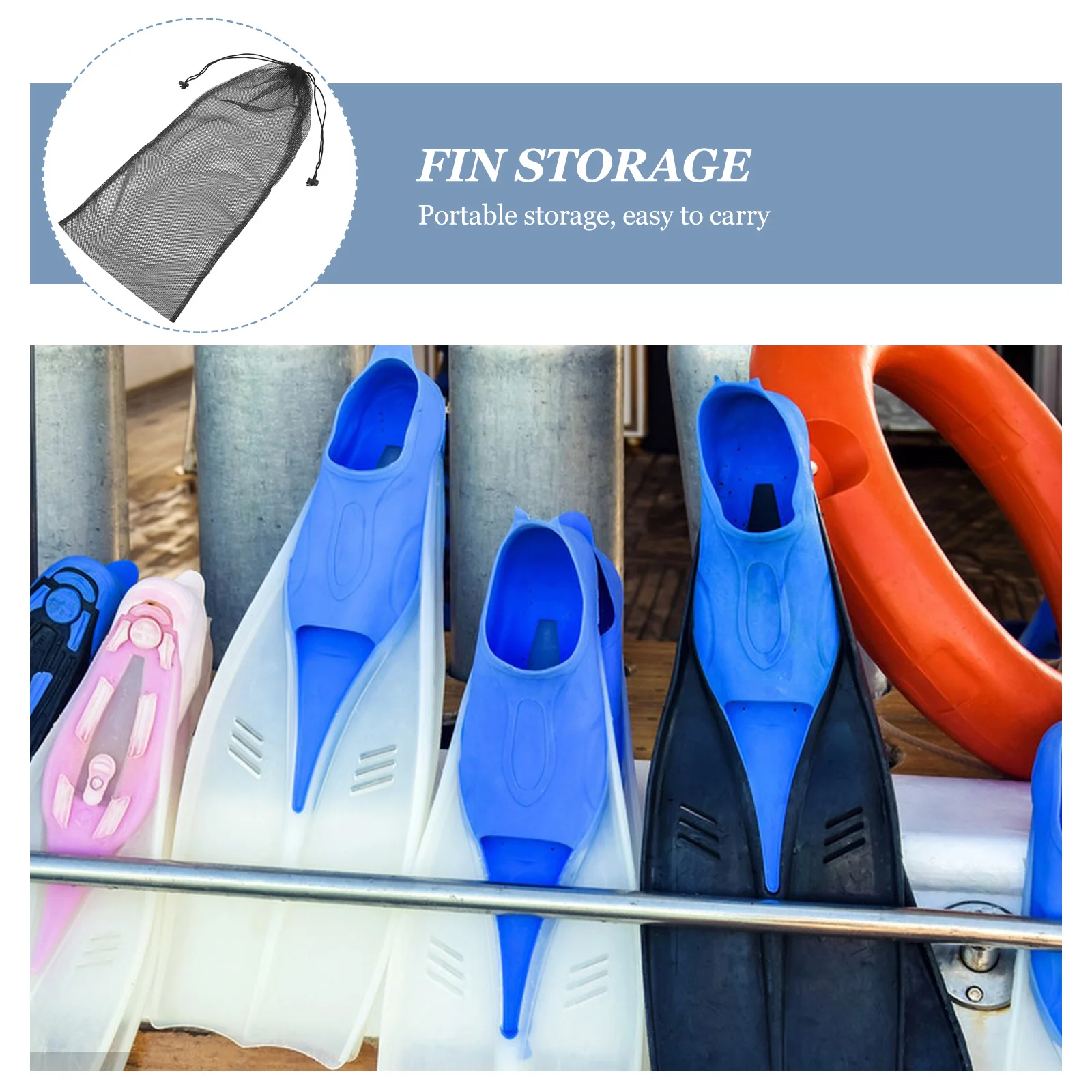 حقيبة شبكية ذات سعة كبيرة برباط من النايلون قابل للتنفس لتخزين معدات السباحة والغوص والغطس والمعدات الرياضية #4