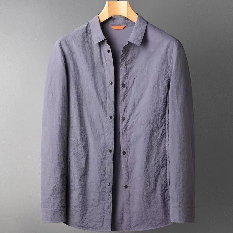 ملابس خارجية صيفية للرجال طويلة Sve للحماية من الشمس irt كاجوال رفيعة Sle ريترو هونج كونج Faion يابانية Sle ملابس خارجية عصرية Jaet #3