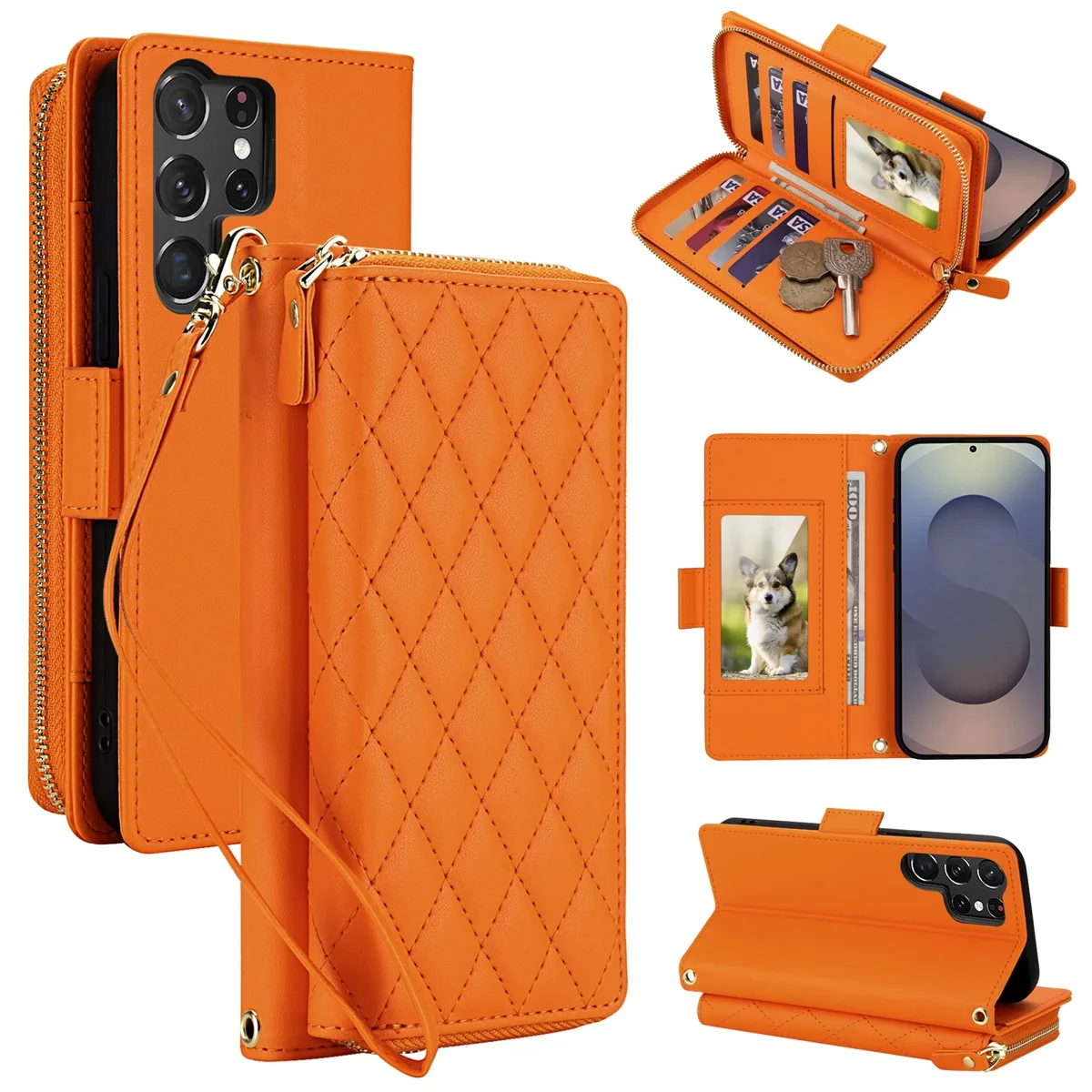 Luxury Multi-Functional Wallet Leather Cards Holder Case For Samsung Galaxy S26 Ultra S26 S25 S24 Plus Shockproof Cover Lady