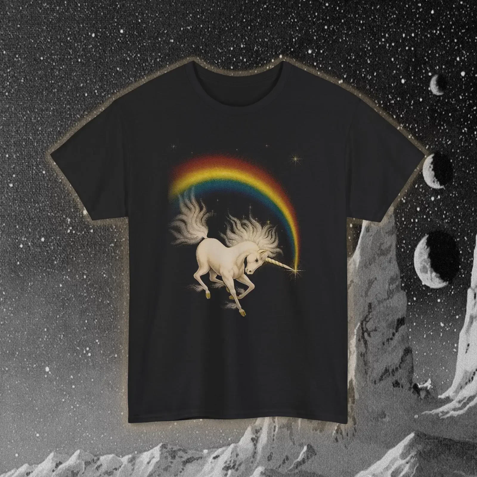 rainbow unicorn 1978 fantasy art amp quot we have to believe in rainbows vintage reproduction T Shirt vintage Washed Stylish