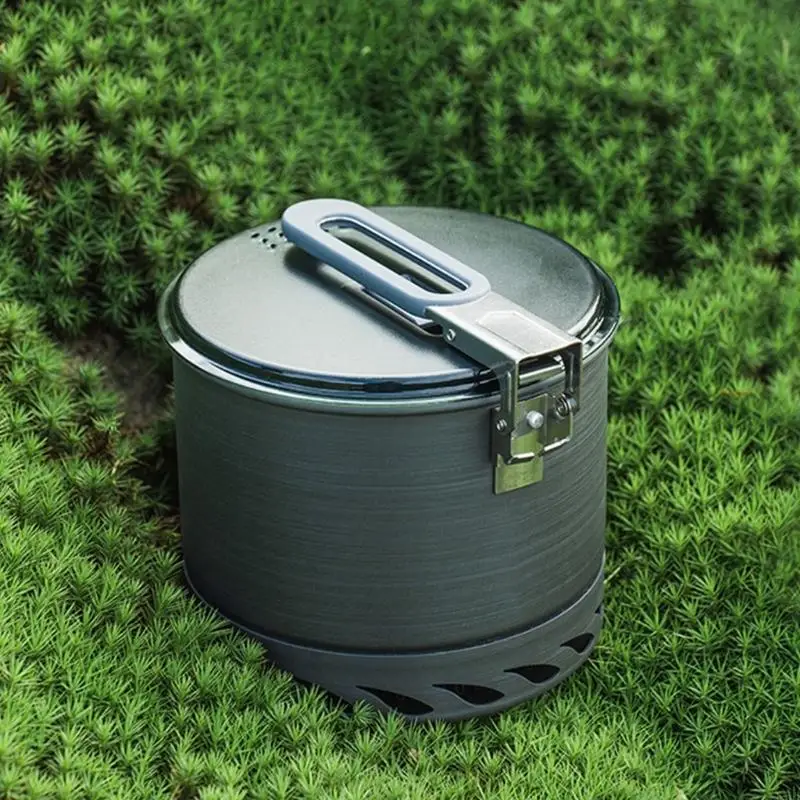 

High Efficiency Backpacking Pot Aluminum Alloy Backpacking Stove Pot Outdoor Heat Exchange Camping Cooking Pot