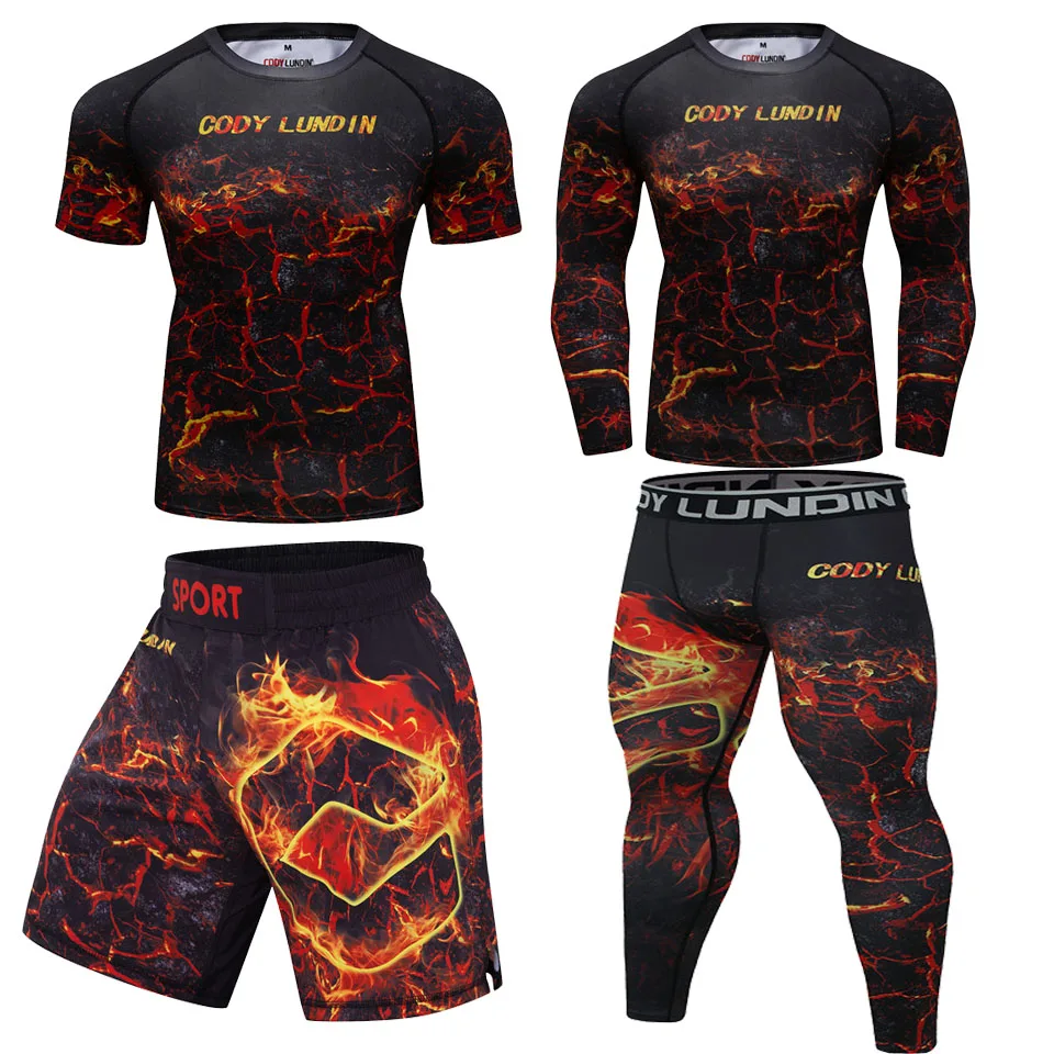 Jiu Jitsu T-Shirt + Broek Pak Fitness Mma Short Bjj Rashguard Voor Mannen Boksen Gym Mma Rash Guard Fightwear Sportsuit Boxeo