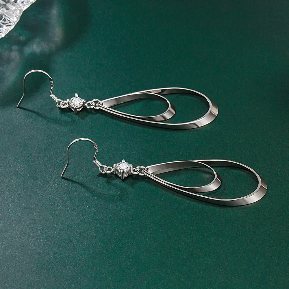Hot new Fine 925 Sterling Silver classic Water drop circle earrings for women fashion party wedding Accessories  jewelry gifts