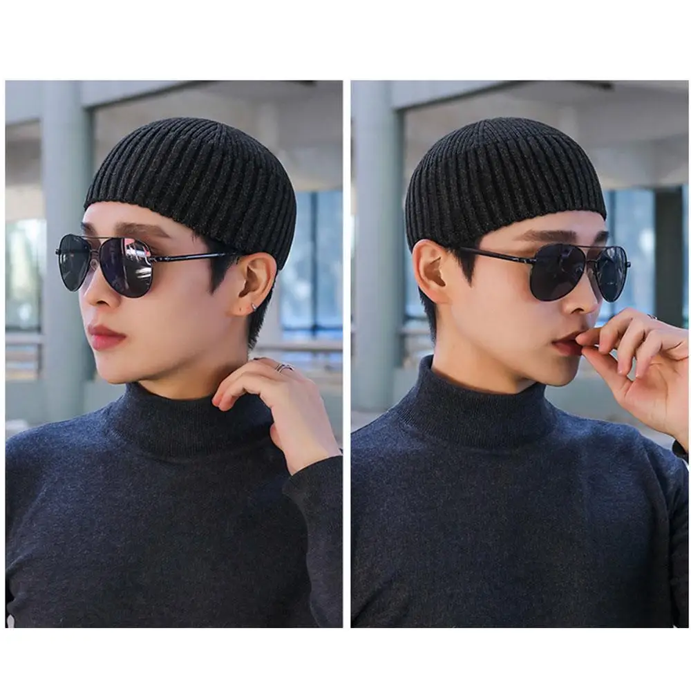 مرونة البطيخ قبعة قبعة الرياضة في الهواء الطلق يندبروف التزلج قبعة محبوك Brimless قبعة خمر بلون الحياكة الغزل قبة قبعة #1