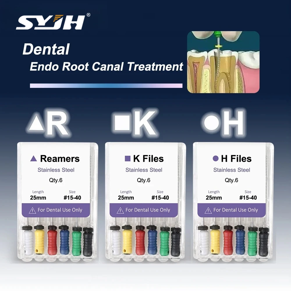 

SYJH 10 коробок стоматологические эндофайлы для ручного использования K/H/R файлы 21/25/28/31 мм эндодонтические файлы для корневых каналов из нержавеющей стали стоматологические инструменты