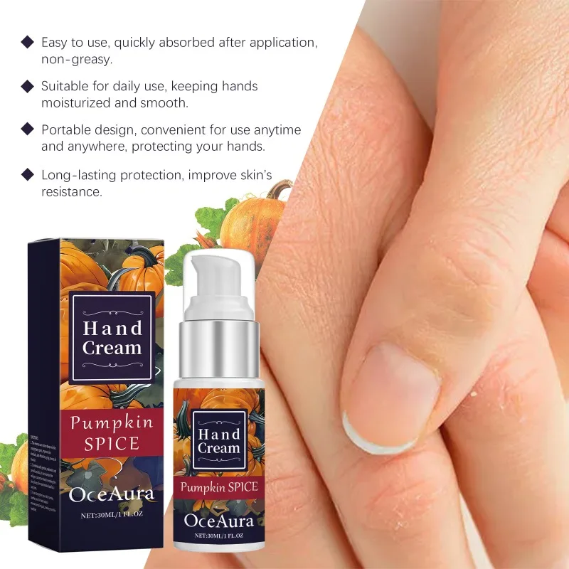 Pumpkin Moisturizing Hand Cream Anti-wrinkle Hydrating Caring Whitening Cracked Repair Lighten Melanin Stains for Hand Skin 30ml