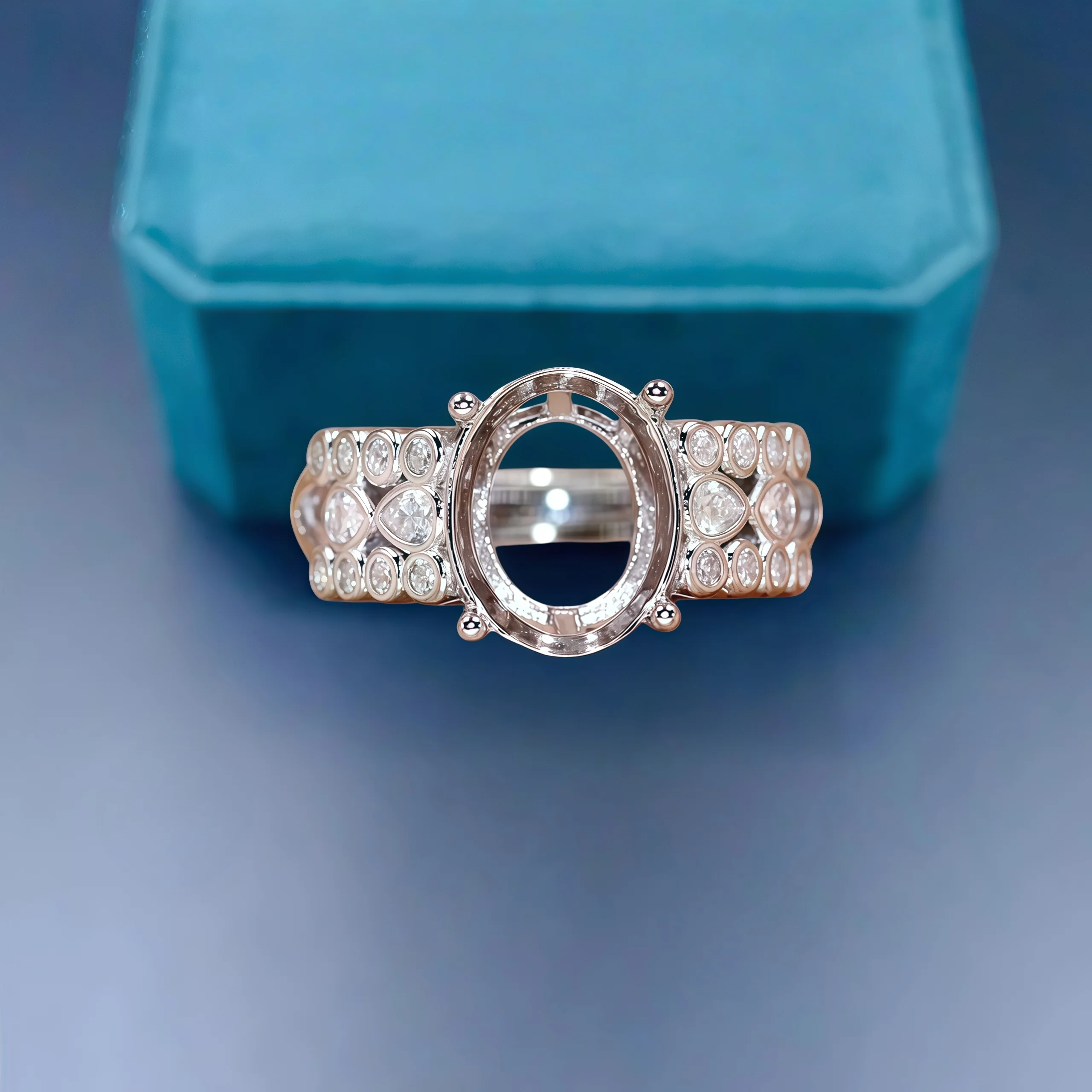 

Inlay 8*10mm Oval Stone Fashion DIY Empty Ring Holder 925 Sterling Silver Zircon Design Fine Charm Weddings Jewelry for Woman