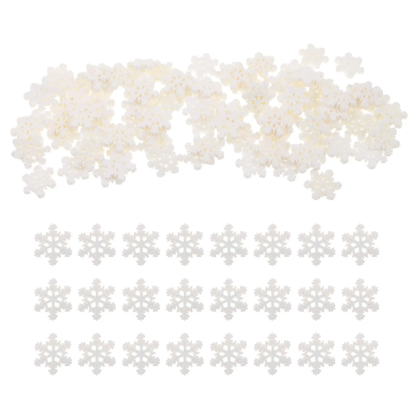 100Pcs Tiny Resin Snowflakes White Sparkle Craft Decor for Micro Landscape Terrariums Holiday Ornaments Desktop Shelf Christmas