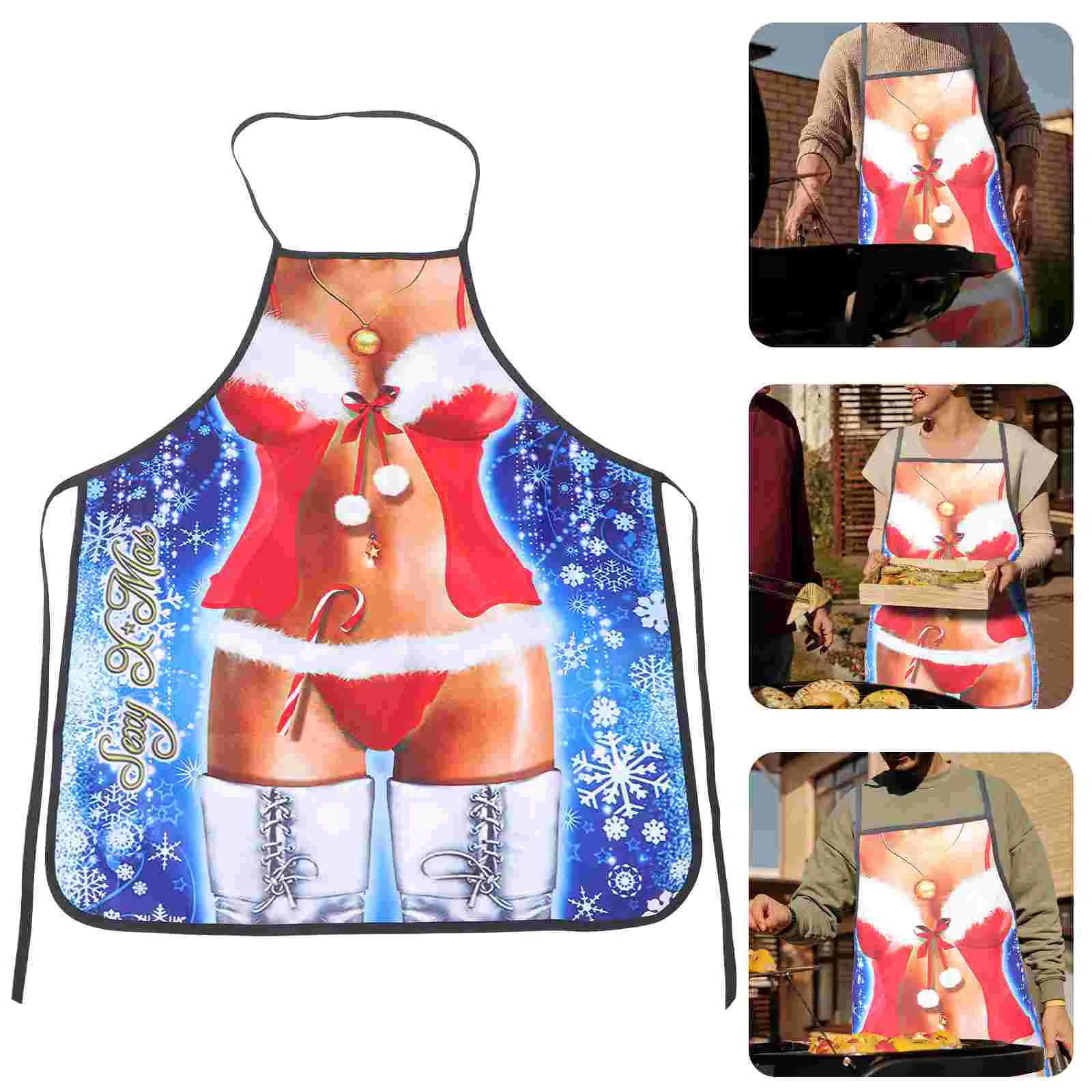 

Christmas Apron Aprons for Men Funny Bikini Adult Mens Cooking Prank Restaurant Miss