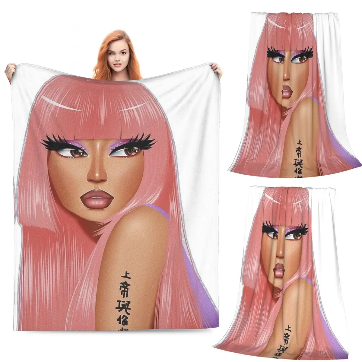 

Nicki Minaj Blankets Flannel Sofa Throw Blanket Warm for Couch Bedding Office Throws Bedspread Quilt