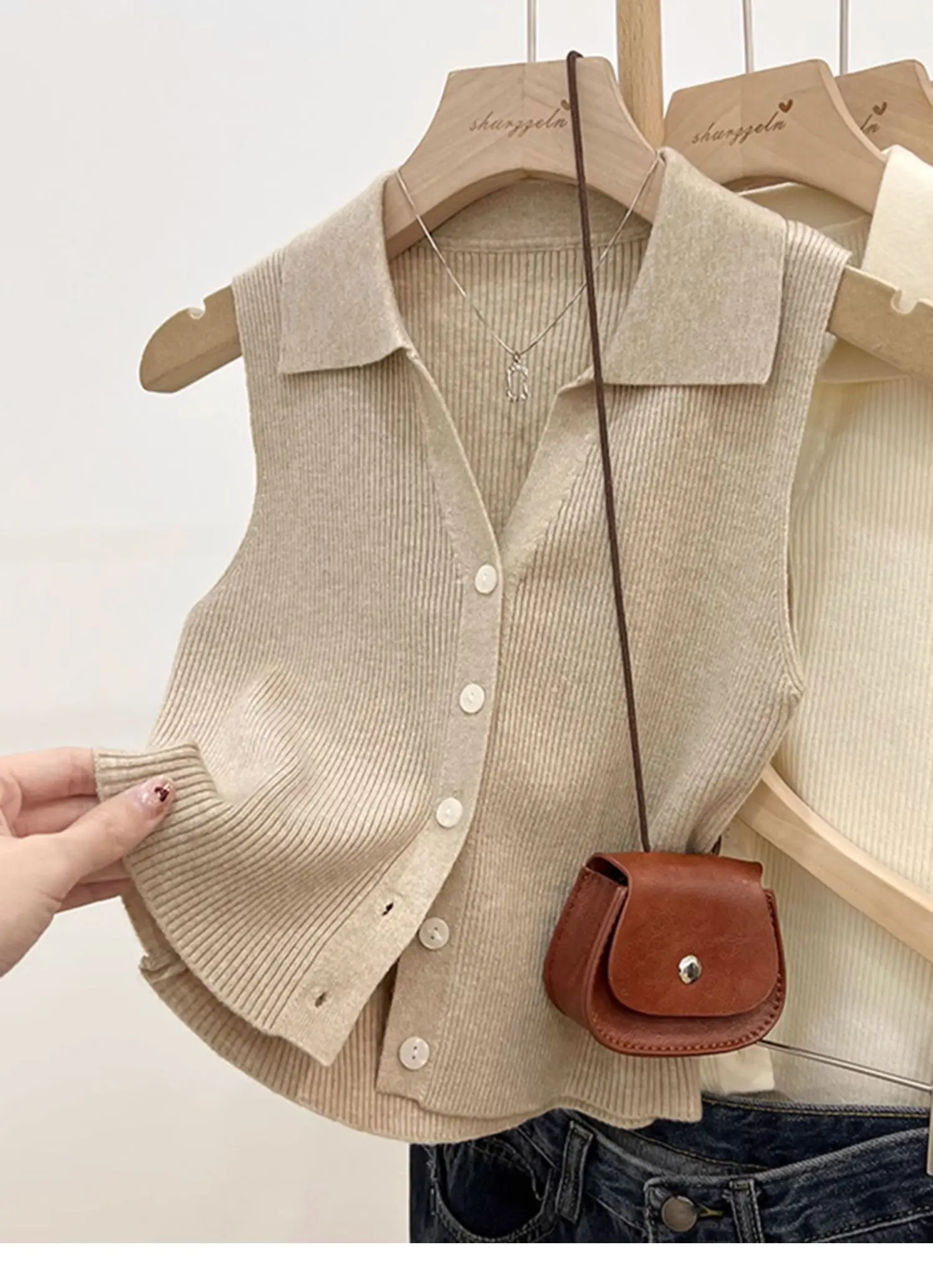 Solid Color Knitted for Women Cardigan Korean Single Breasted Sleeveless Jumper Woman Round Neck All Match Cardigans Outwear