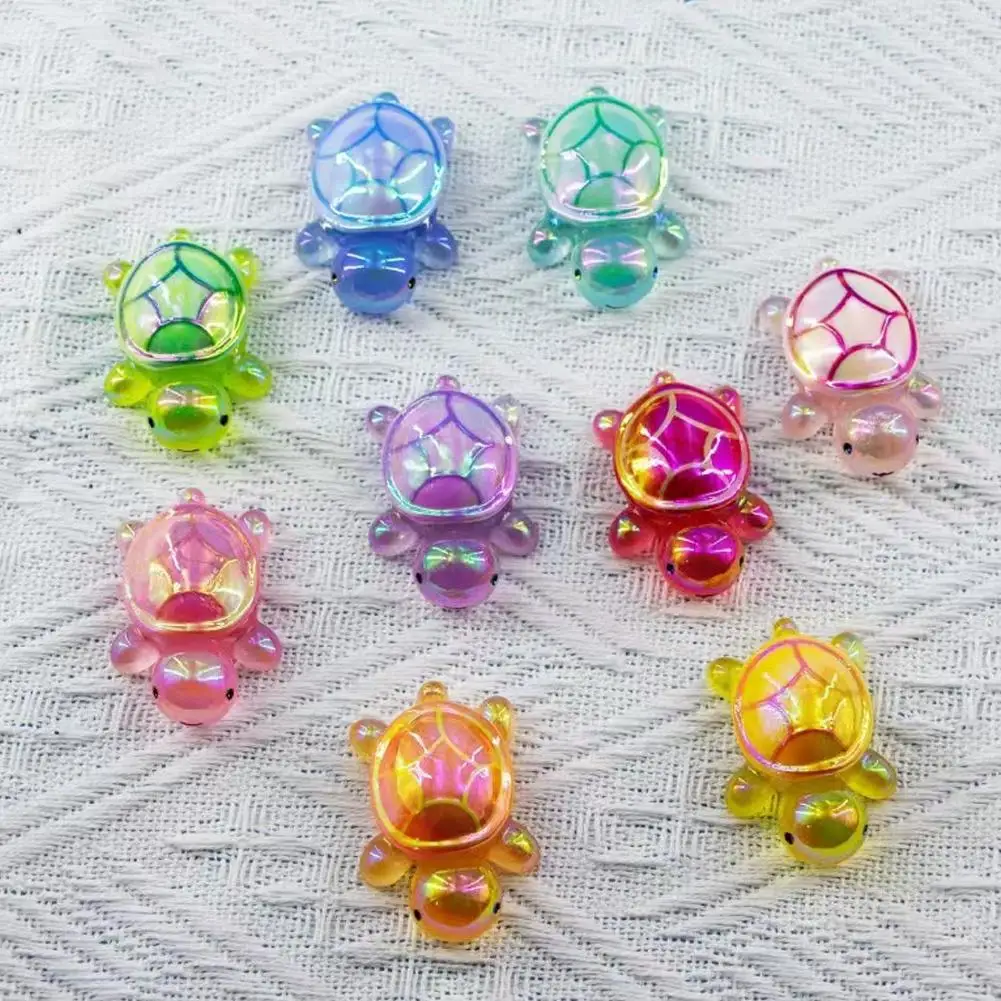 1/10pcs Mini Resin Turtles Colorful Laser Turtle Ornaments Multi-Function Small Animals Figures for DIY Fairy Garden Decor