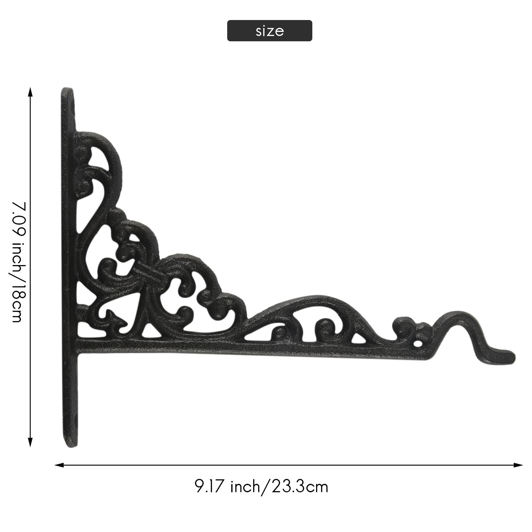 拡張ネジ、壁ハンガー、庭の植木鉢とバスケット用のフックを備えた錬鉄製ブラケット