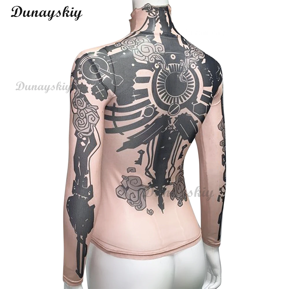 

Game LoL Arcane 2 Cos Jinx Costume Tattoo Printed Tops Arcane Shirt Arcane VI Wig Women Sweatshirt Jacket Outfits Halloween