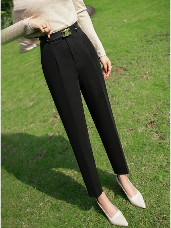 

Женские брюки-шаровары с высокой талией в корейском стиле, модные повседневные брюки с асимметричным дизайном, прямые джинсы