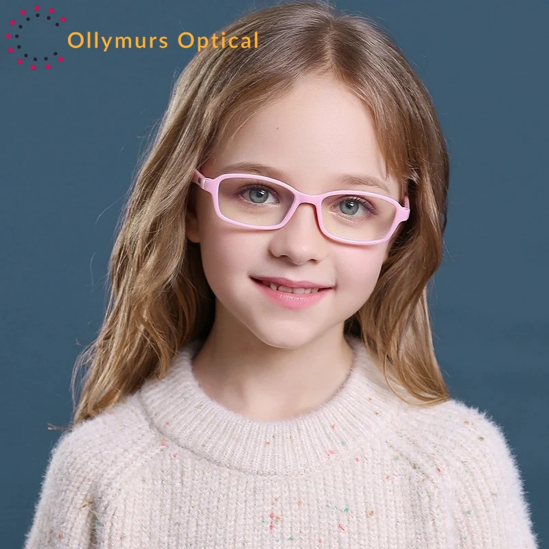 

OLLYMURS Fashion Ultra Light Kids Glasses Blue Light Blocking Square Silicone Optical Prescription Boys Girls Eyeglasses Frames