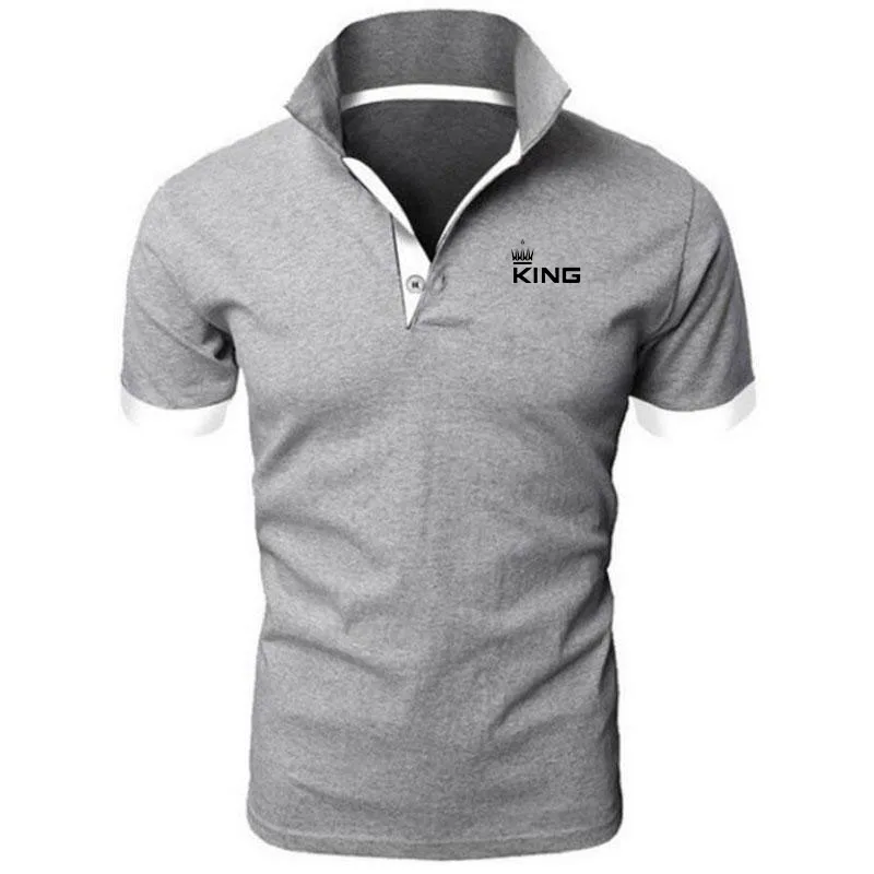 Summer new fashionable men\'s contrasting polo shirt, breathable short sleeved casual men\'s lapel top