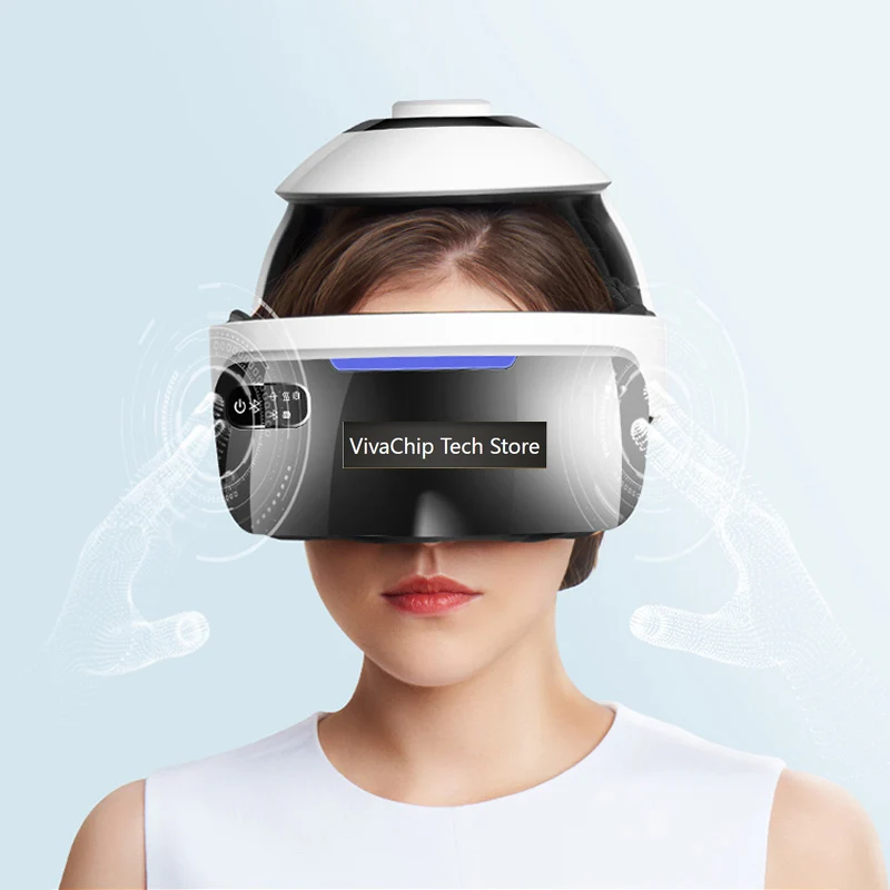 VivaCTIntelligent Bluetooth Music Helmet Head SPA Massage Octopus Vibration Air Pressure Hot Compress Remote Control Lithium Bat