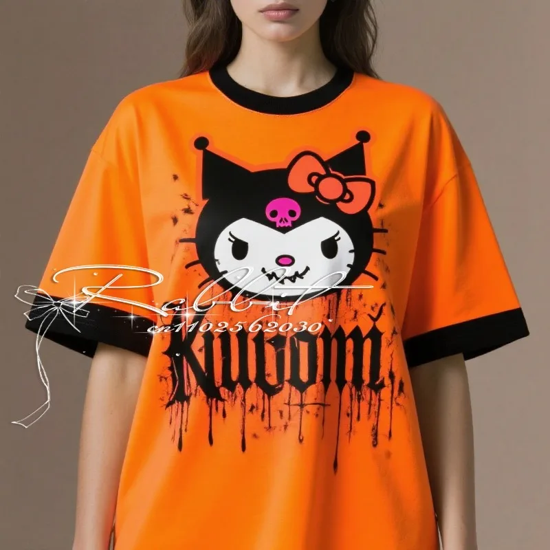 

25/26 Fashion Pop American Graffiti Hip Hop Kuromi Adult Male Female Couple Same Style Special Edition 3D Printed Loose T-shirt