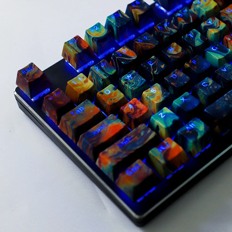 ABS Nebula Streamer Water Transfer Transparent Mechanical Keyboard Keycap 61/87/104/108 Keys Customized Personality Map