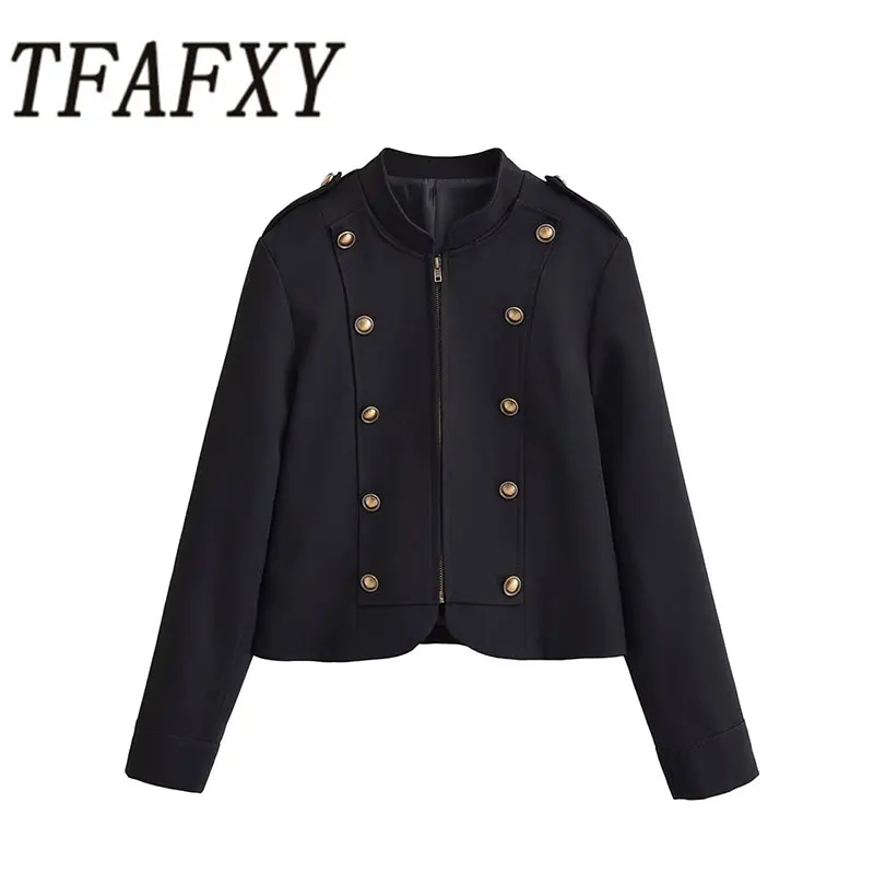 TFAFXY 2026 Frühling Vintage Chic Reißverschluss Slim Jacke Damen Mode Elegante Retro-Jacke Urlaub Freizeitjacke