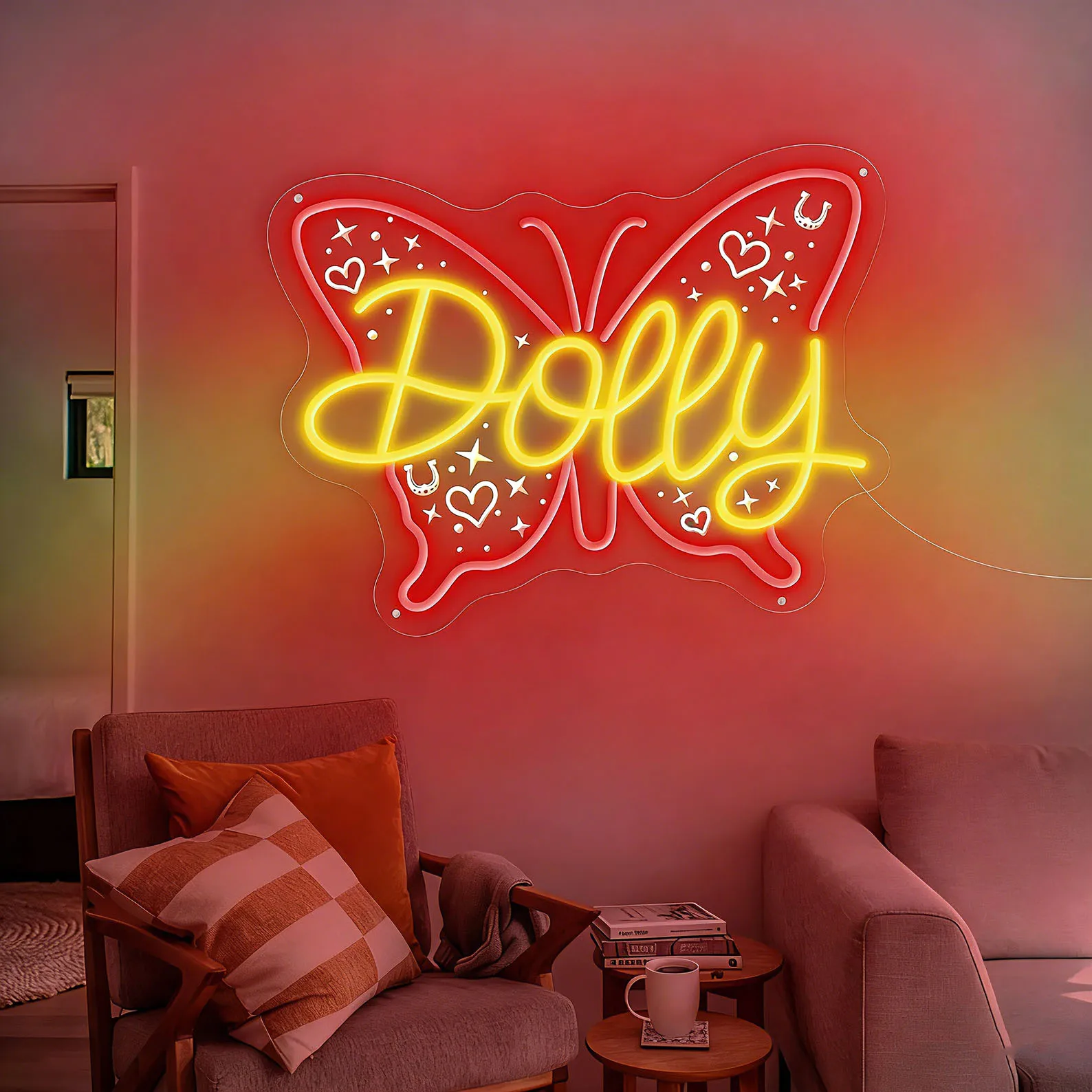 Custom Name Butterfly Neon Sign,Butterfly Neon Sign,Butterfly Lover Gift,Aesthetic Room Decor,Girl Room Neon Art,Gift For Her view 6