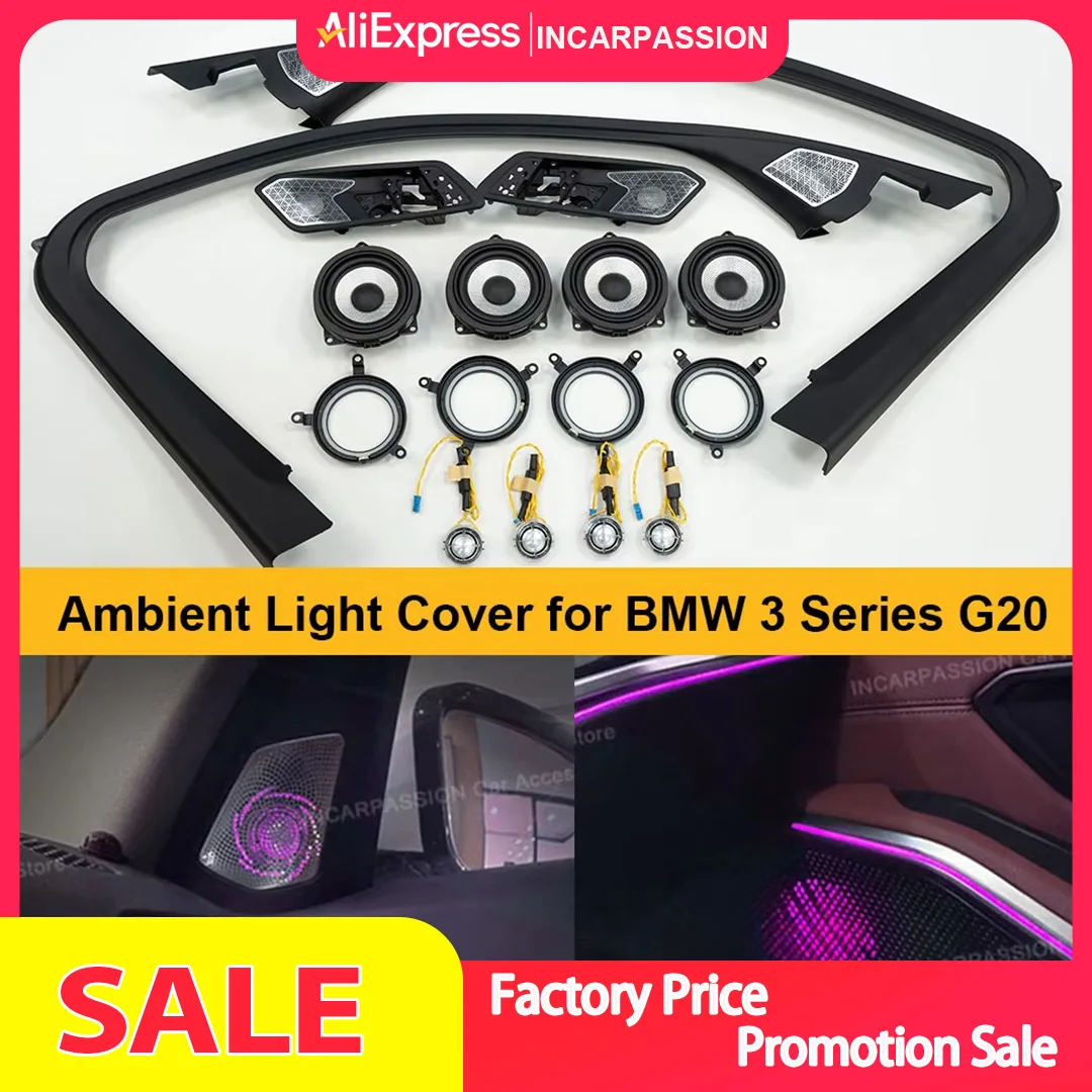 Ambient Light Speaker Cover for BMW 3 Series G20, BMW G20 LED Speaker Grille Audio Upgrade Midrange Tweeter Grille