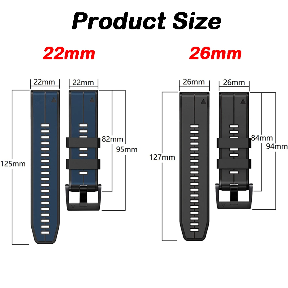 Quickfit 26 22mm Silicone Strap For Garmin Fenix 7 7X 6 6X Pro 5 5X Plus/Epix Gen 2/945/Enduro MK2 MK2i Bracelet Watch Band