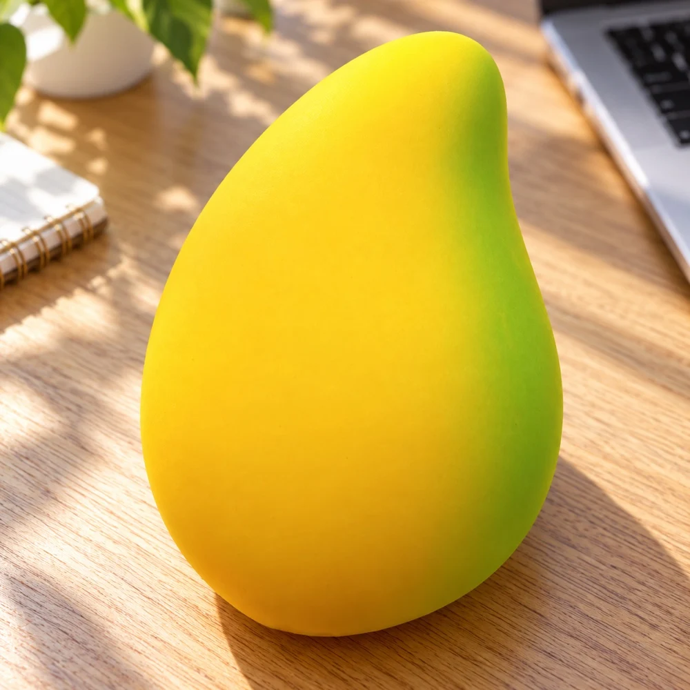 Mango Squishy Squeeze Toy Yellow Green TPR Fruit Shape Soft Desk Fidget with Smooth Surface Gift for Adults Teens Single Piece