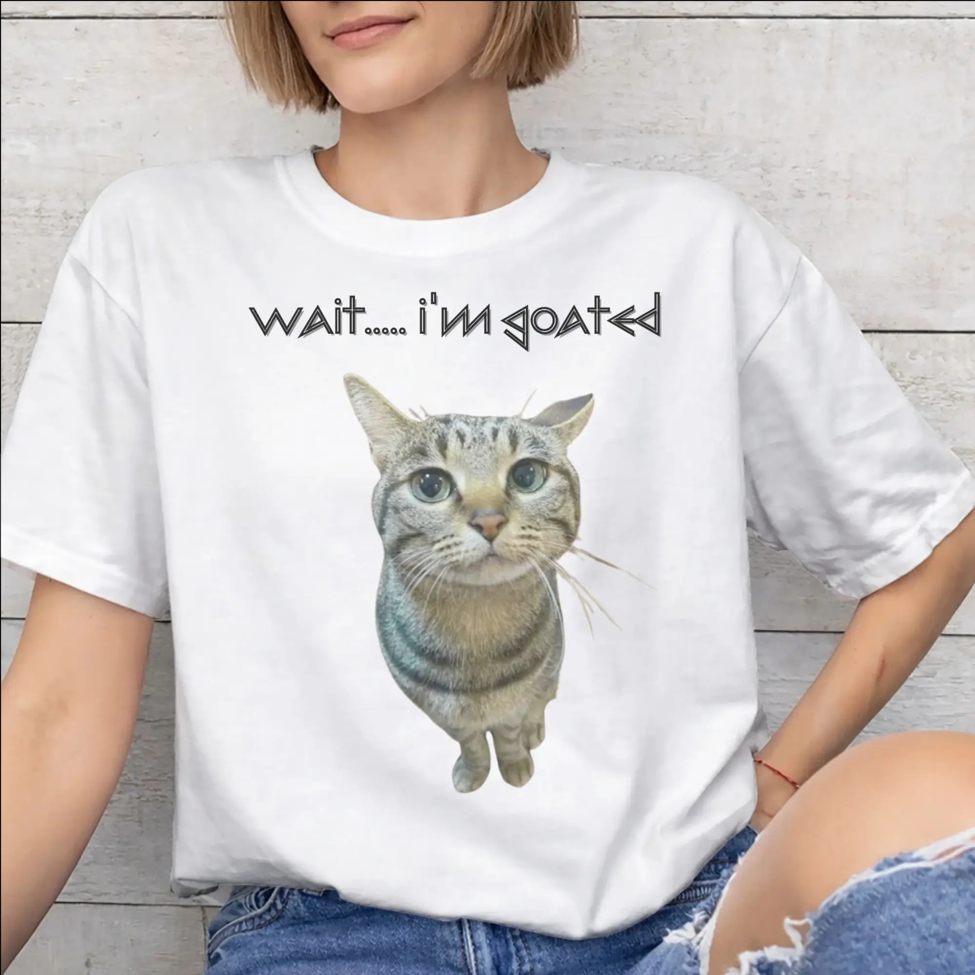 Men Women Wait I'M Goated Funny Meme T Shirt 100% Cotton Graphic T-Shirt  Clothing Outfits